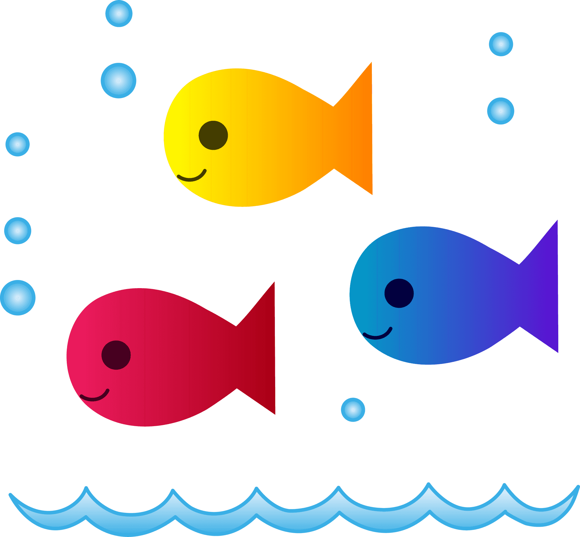 Colorful Cartoon Fish Underwater PNG