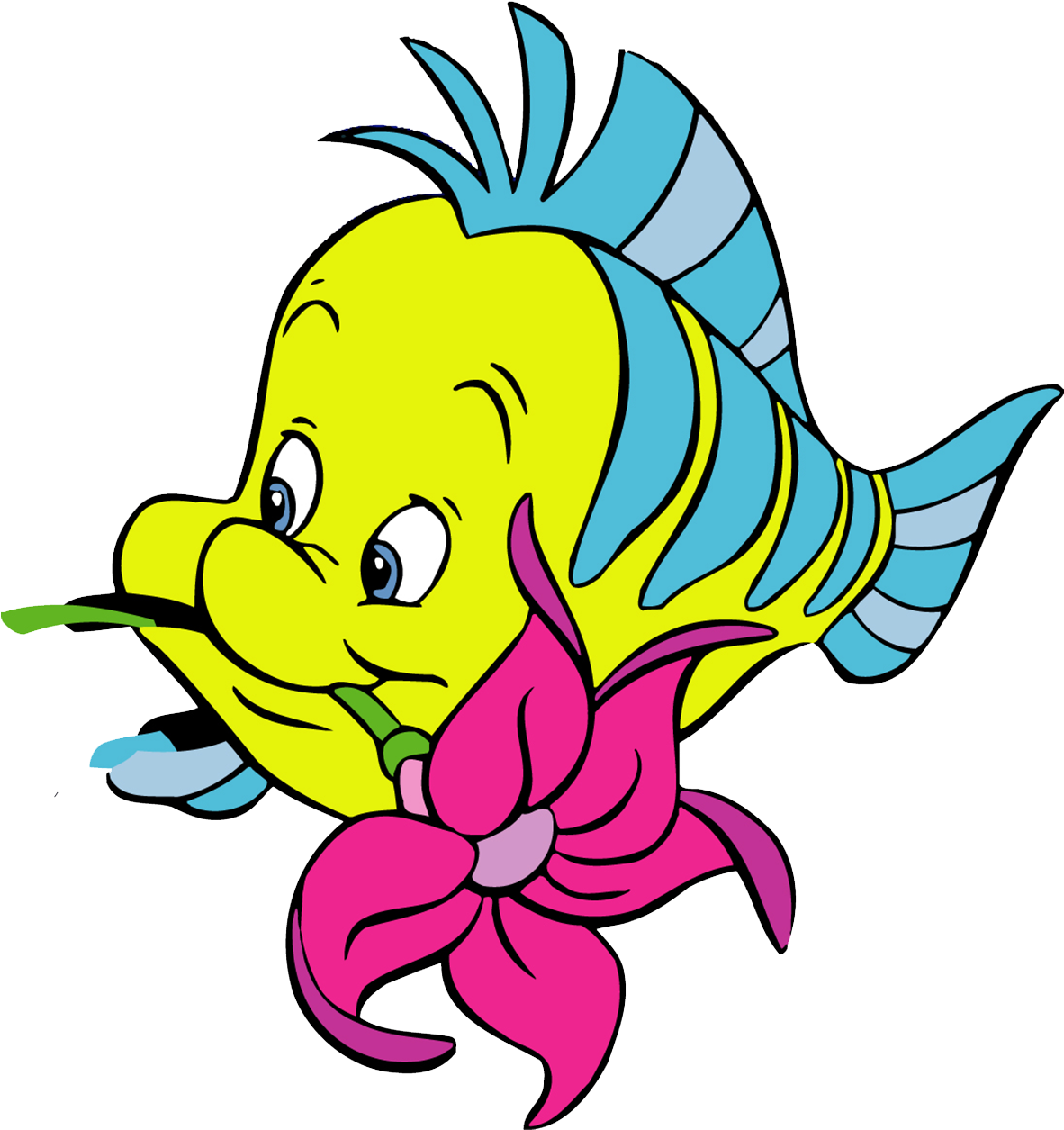 Colorful Cartoon Fish With Flower PNG