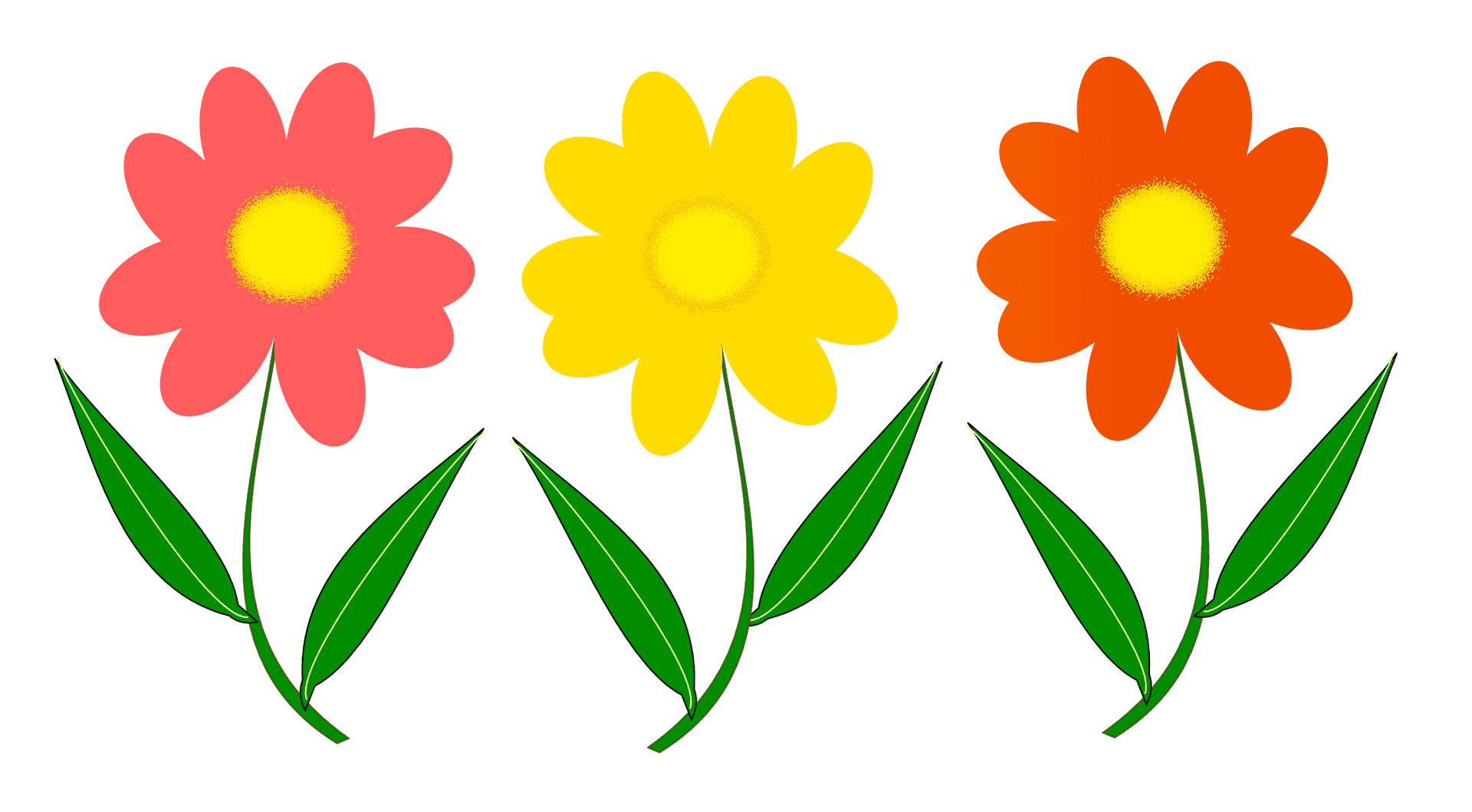 Colorful Cartoon Flowers PNG