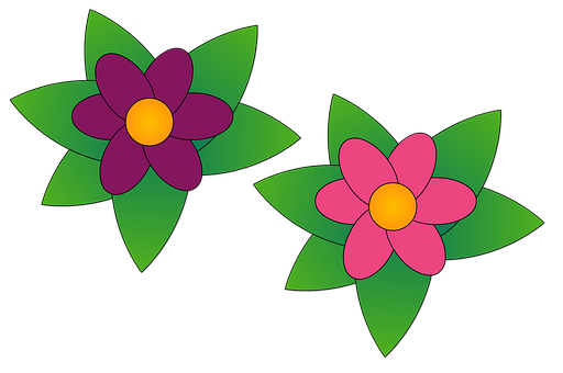 Colorful Cartoon Flowers PNG