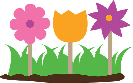 Colorful Cartoon Flowers PNG