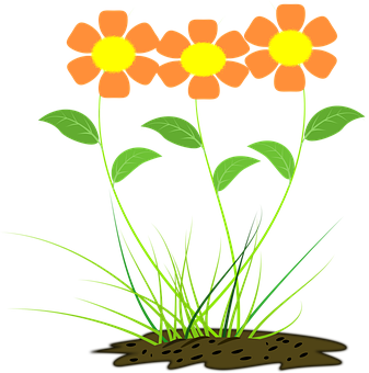 Colorful Cartoon Flowers Illustration PNG