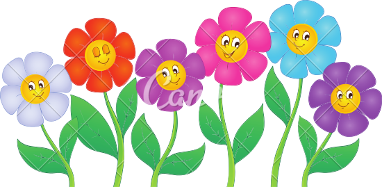 Colorful Cartoon Flowers With Faces PNG