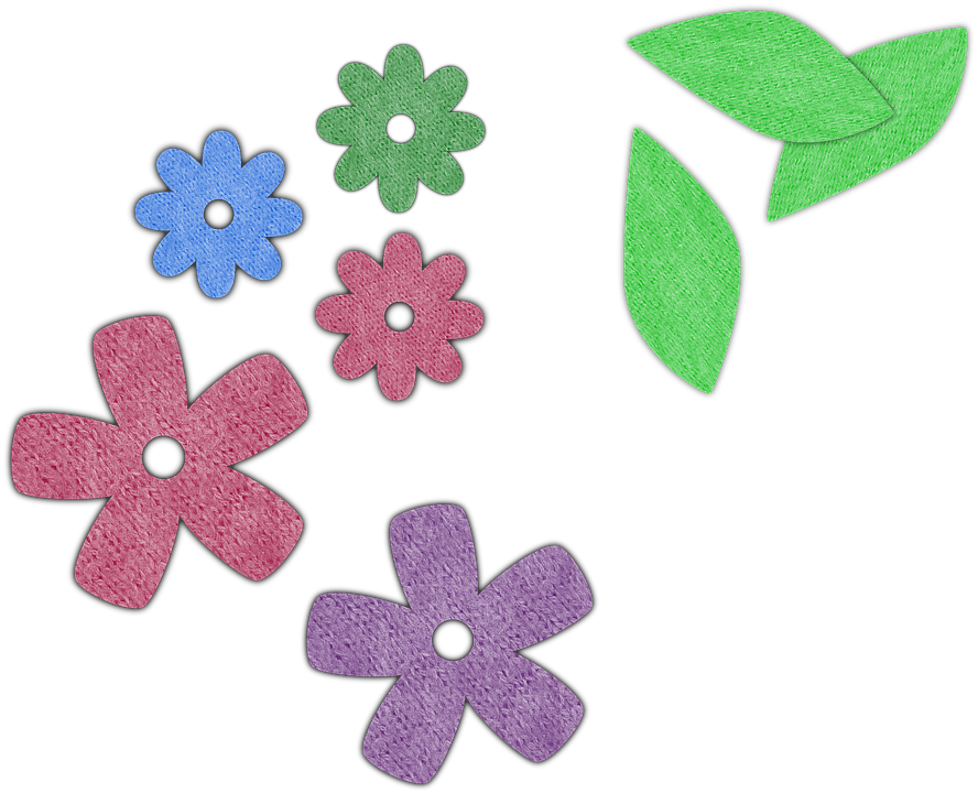 Colorful Cartoon Flowersand Leaves PNG
