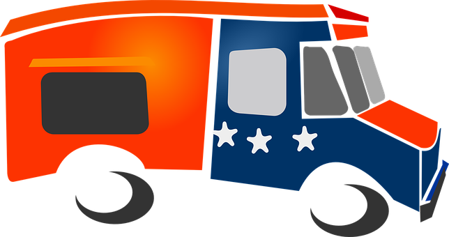 Colorful Cartoon Food Truck PNG
