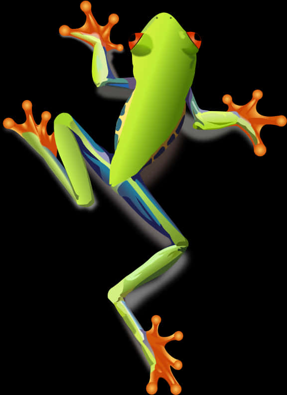 Colorful Cartoon Frog Illustration PNG