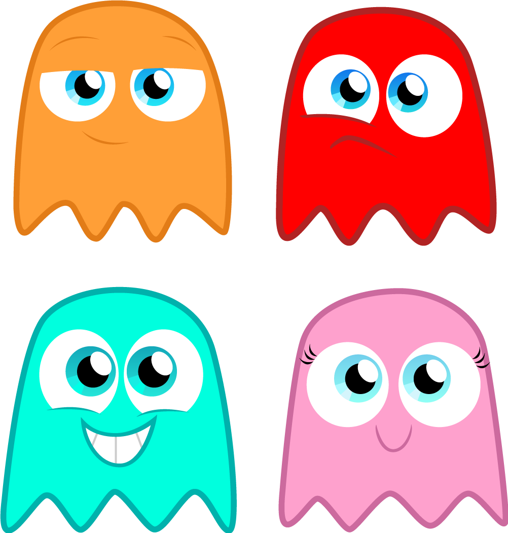 Colorful Cartoon Ghosts PNG
