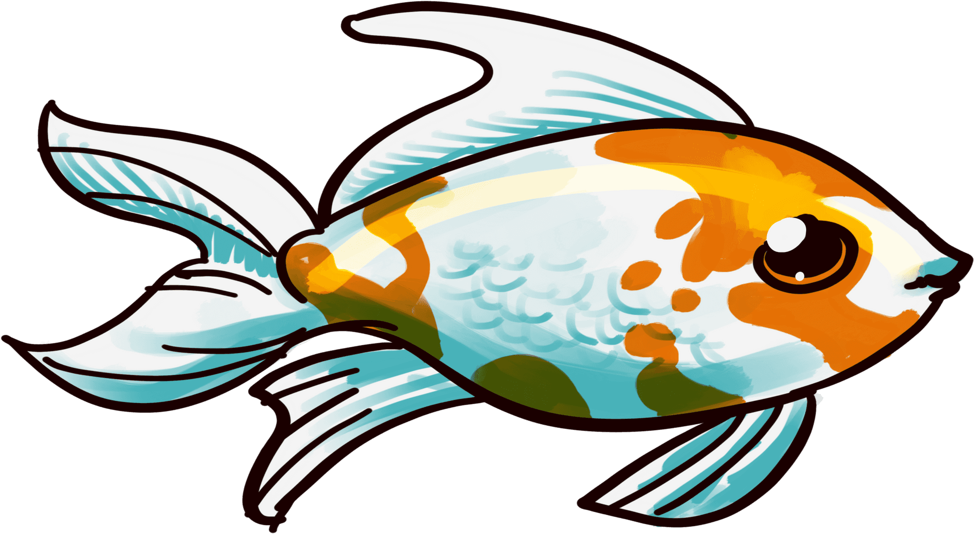 Colorful Cartoon Goldfish Illustration PNG