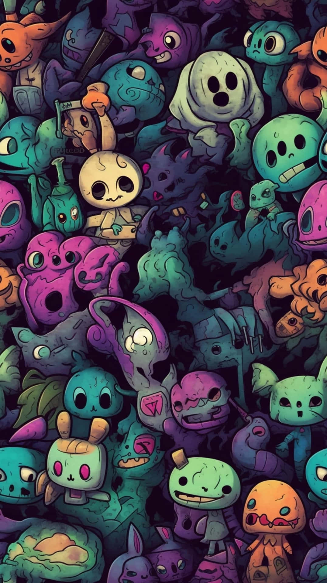 Colorful_ Cartoon_ Halloween_ Characters Wallpaper