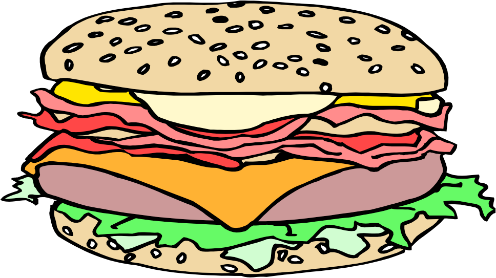 Colorful Cartoon Hamburger PNG