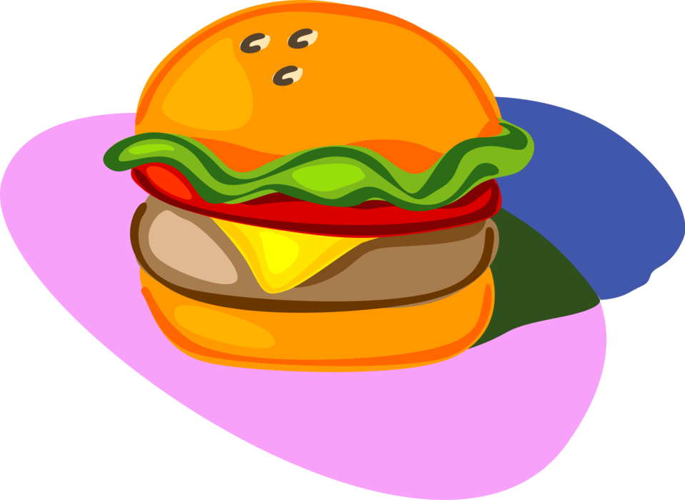 Colorful Cartoon Hamburger Illustration PNG