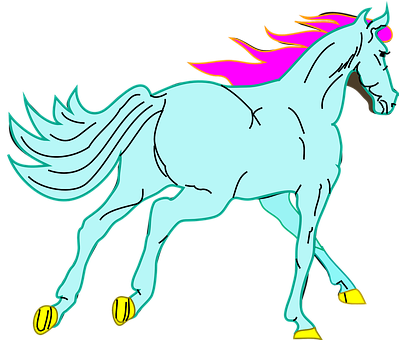 Colorful Cartoon Horse Illustration PNG