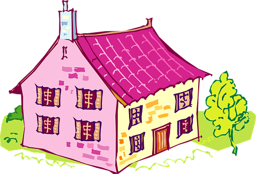Colorful Cartoon House Vector PNG