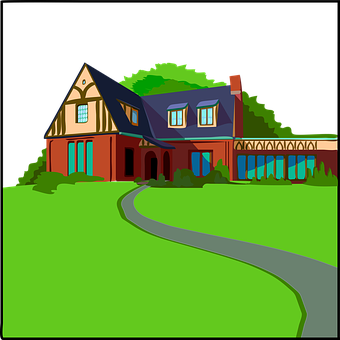 Colorful Cartoon Houseat Night PNG
