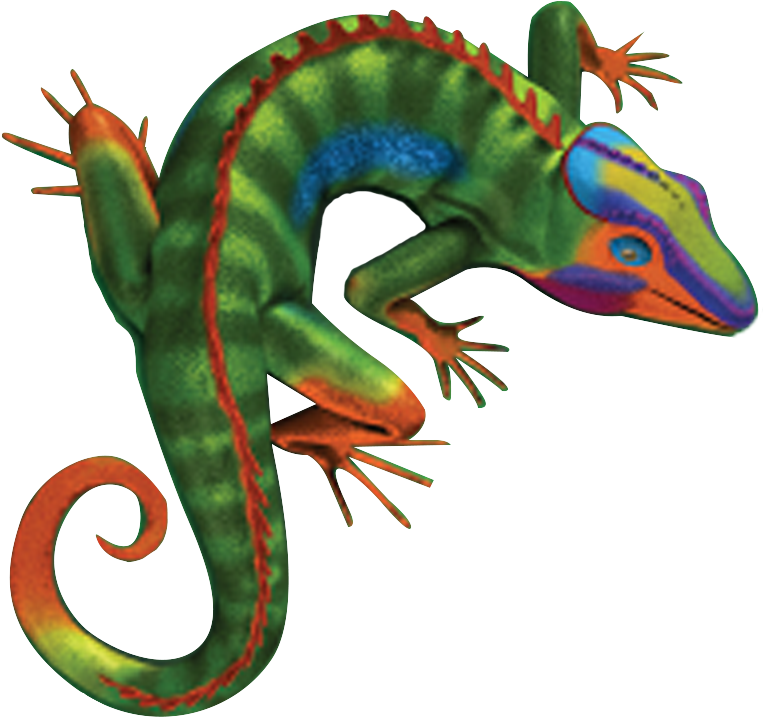 Colorful Cartoon Iguana PNG
