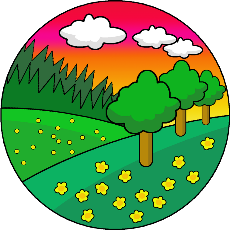Colorful Cartoon Landscape Circle PNG