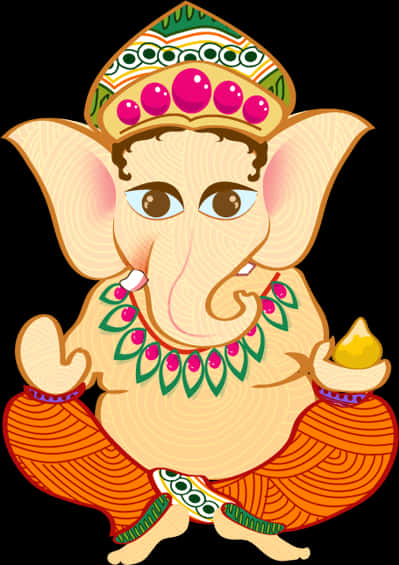 Colorful Cartoon Lord Ganesh PNG