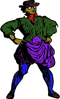 Colorful Cartoon Man Pose PNG