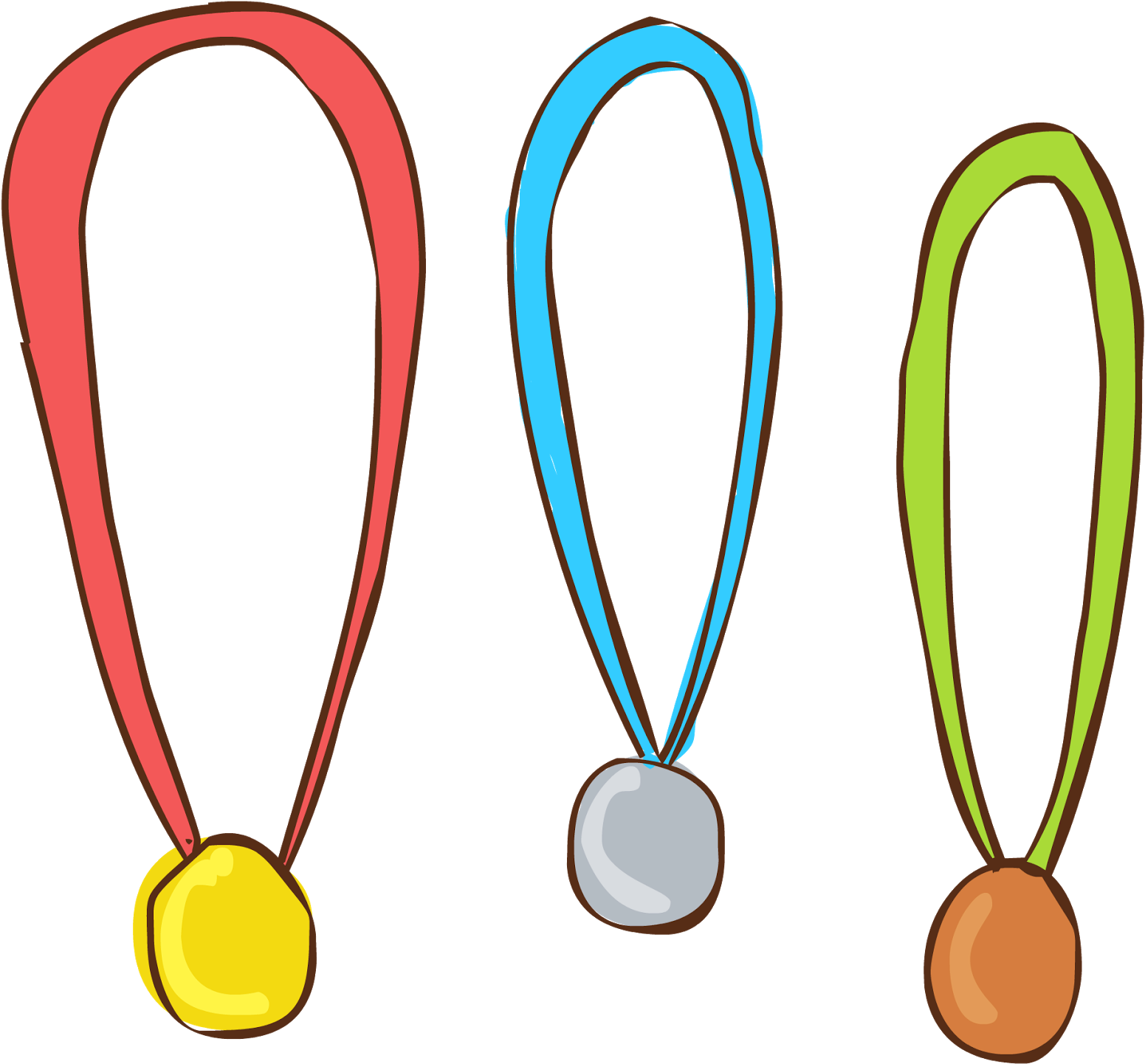 Colorful Cartoon Medals Set PNG