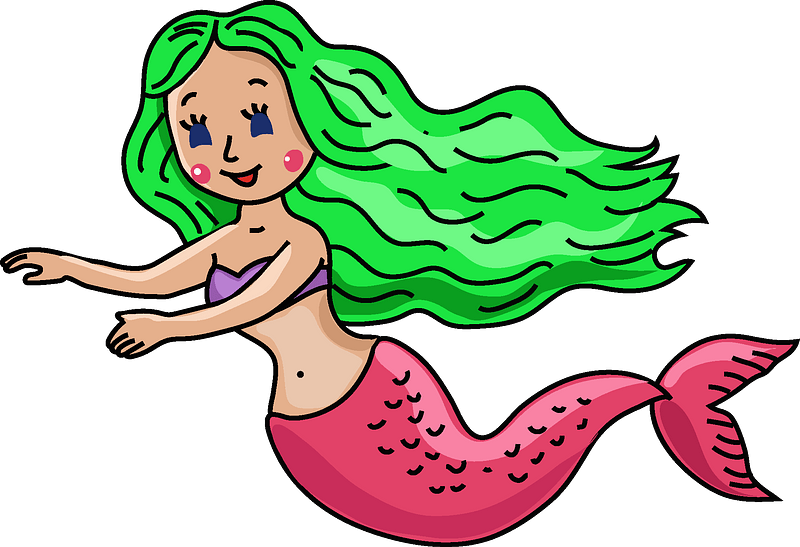 Colorful Cartoon Mermaid Clipart PNG