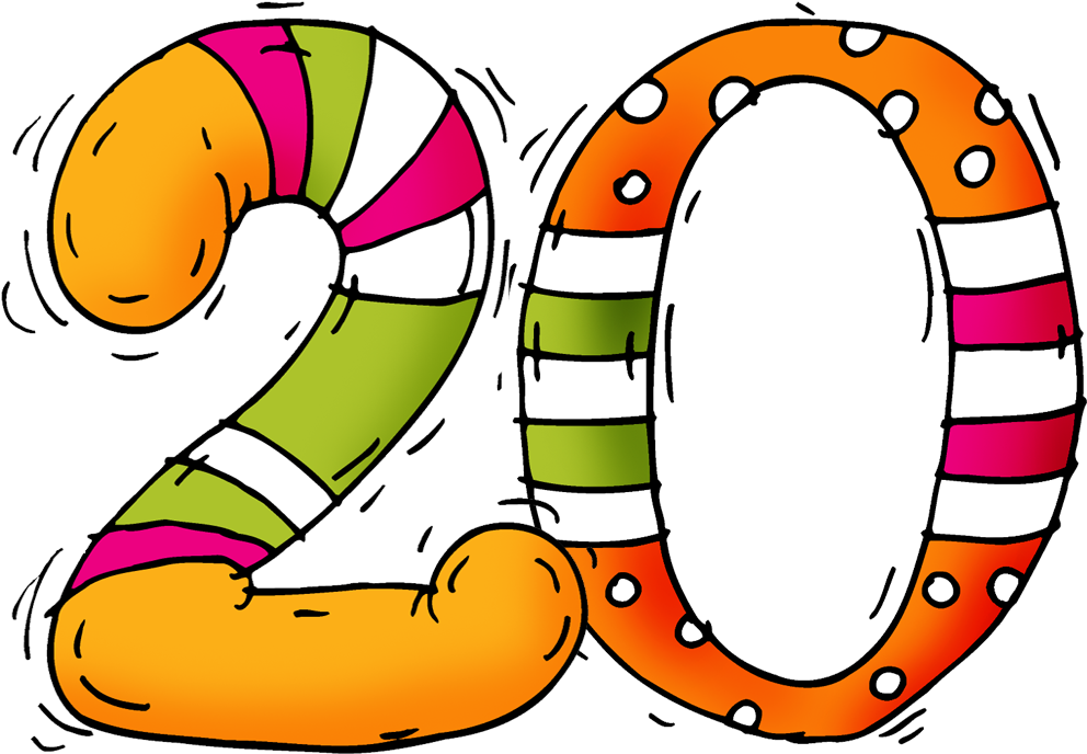 Colorful Cartoon Number20 PNG