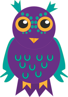 Colorful Cartoon Owl Illustration PNG