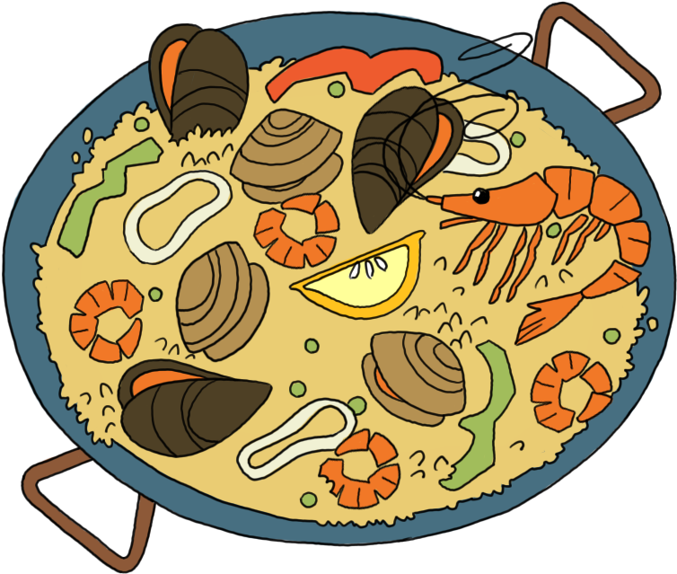 Colorful Cartoon Paella Dish PNG
