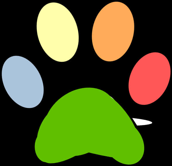 Colorful Cartoon Paw Print PNG