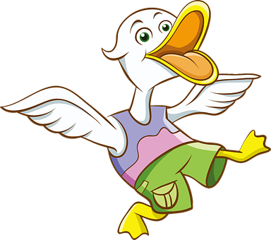 Colorful Cartoon Pelican Flying PNG