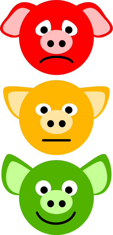 Colorful Cartoon Pigs Expressions PNG