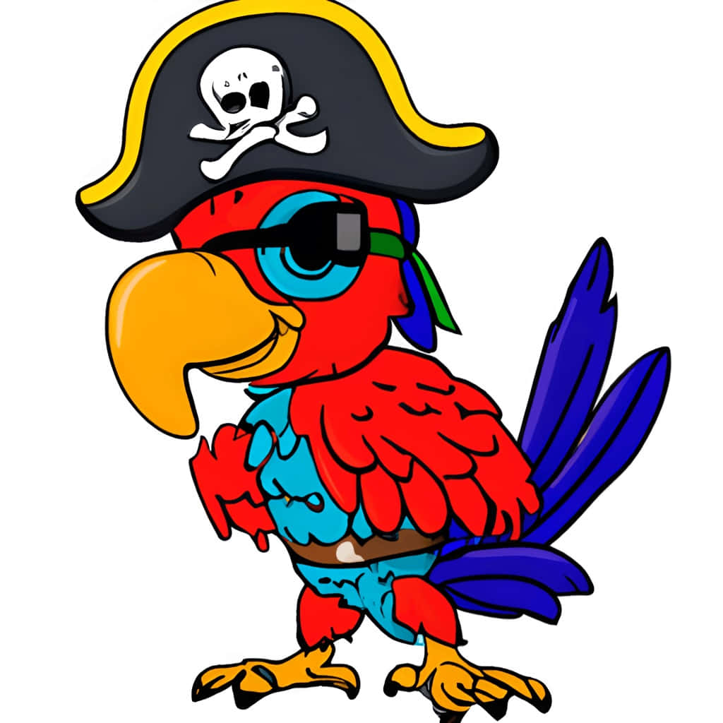 Perroquet Pirate Cartoon Coloré Fond d'écran