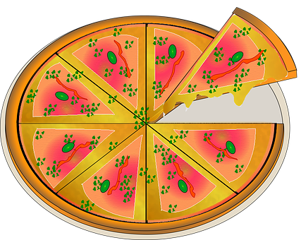Colorful Cartoon Pizza Illustration PNG