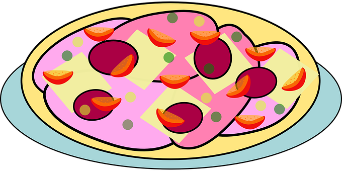 Colorful Cartoon Pizza Illustration PNG