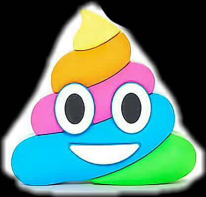 Colorful Cartoon Poop Emoji PNG