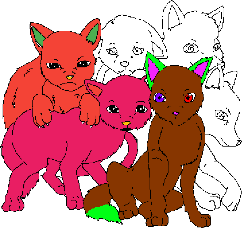 Colorful Cartoon Puppies PNG
