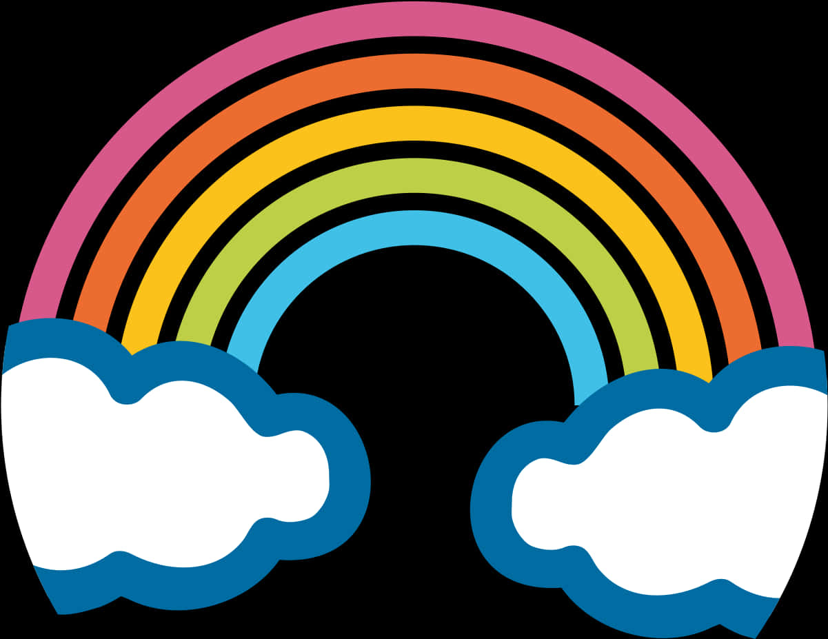 Colorful Cartoon Rainbowand Clouds PNG