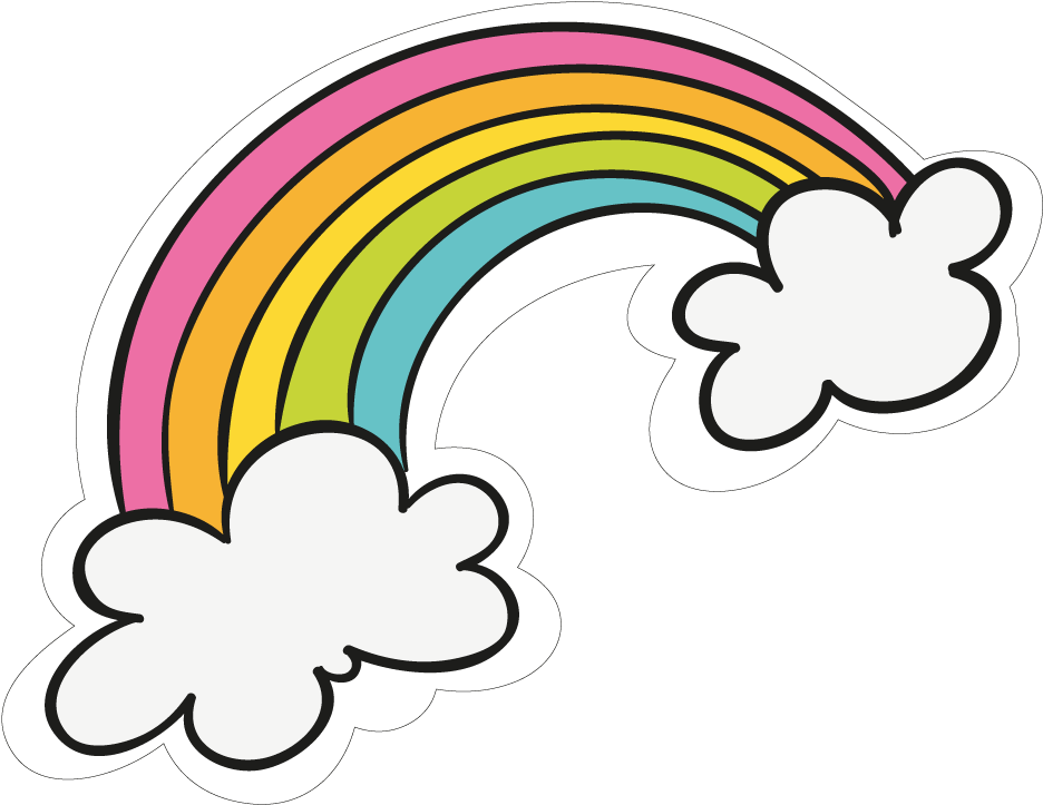 Colorful Cartoon Rainbowand Clouds PNG