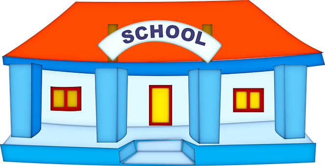 Colorful Cartoon School Building PNG