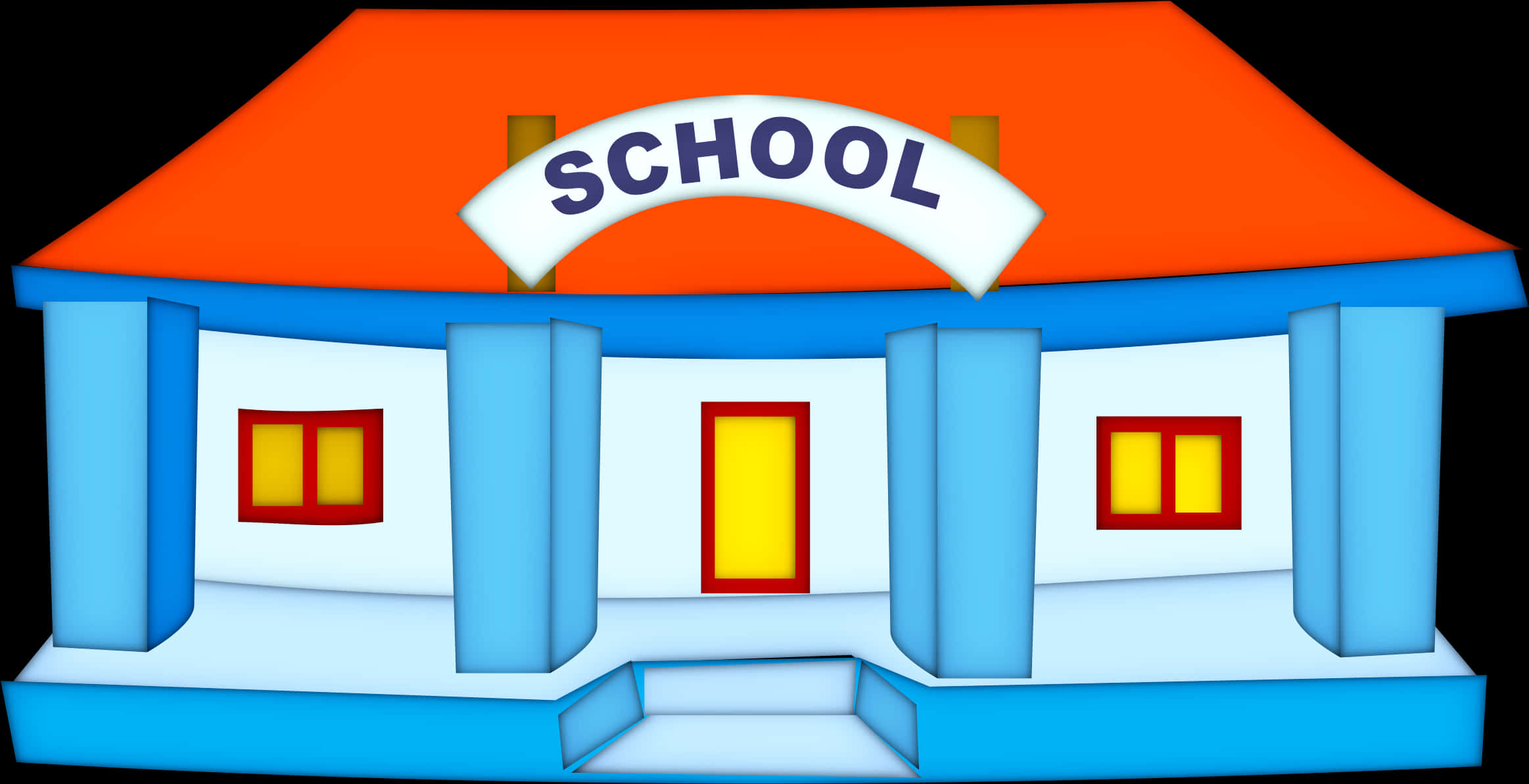 Colorful Cartoon School Building PNG
