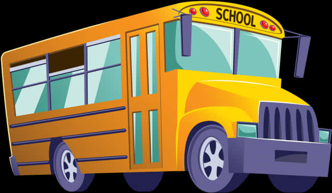 Colorful Cartoon School Bus PNG