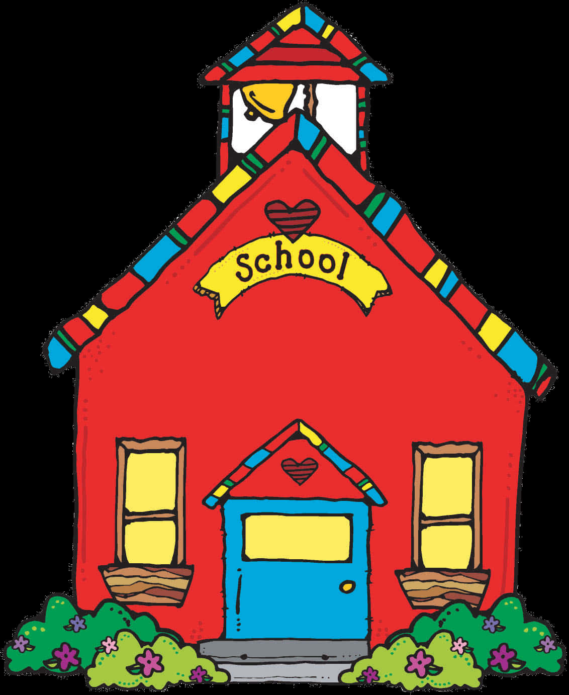 Colorful Cartoon Schoolhouse PNG