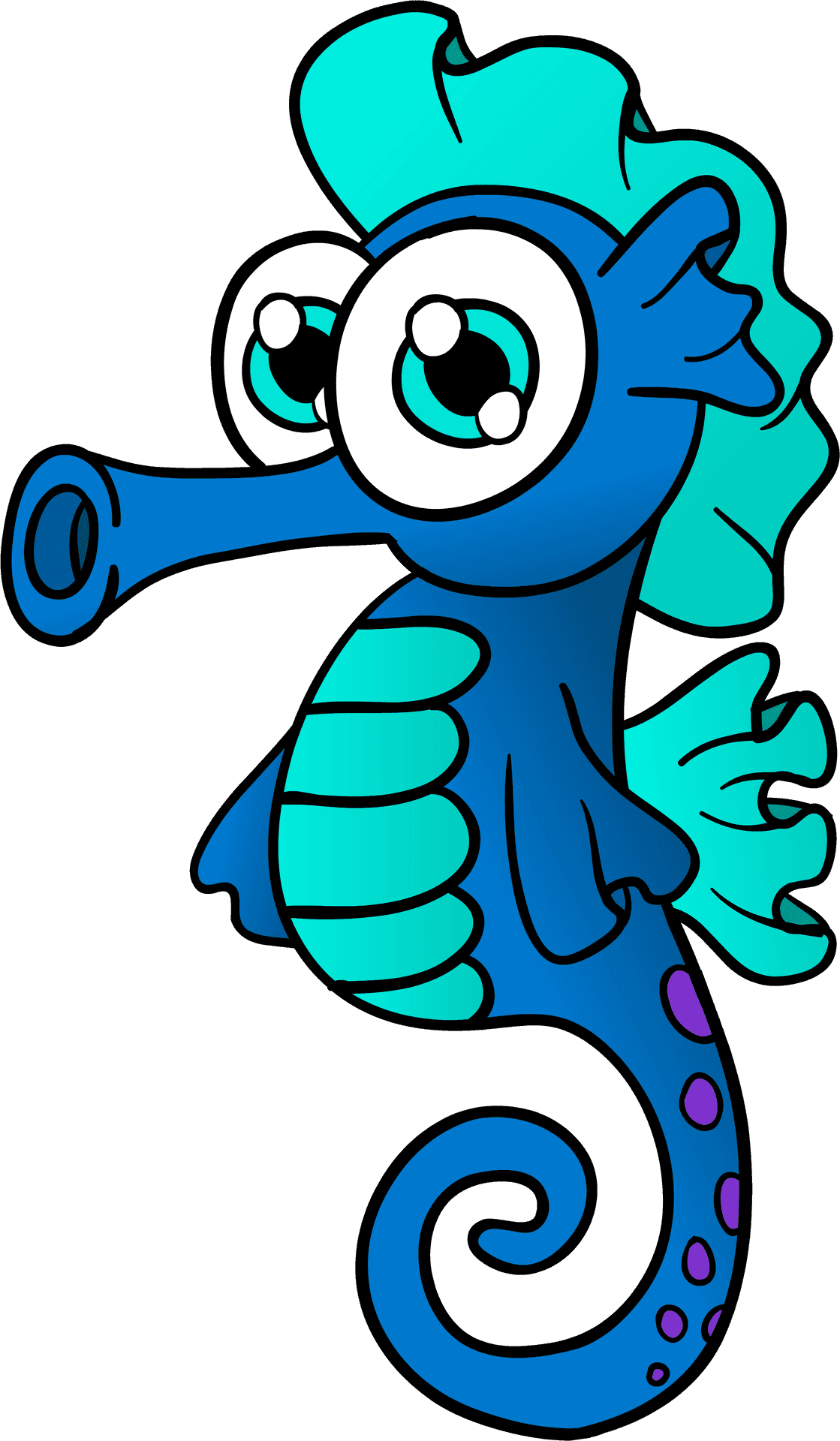 Colorful Cartoon Seahorse PNG