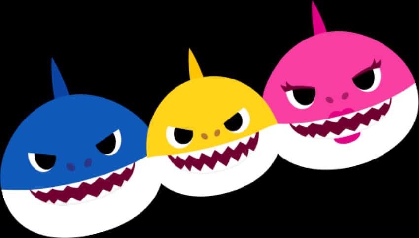 Colorful Cartoon Shark Family SVG