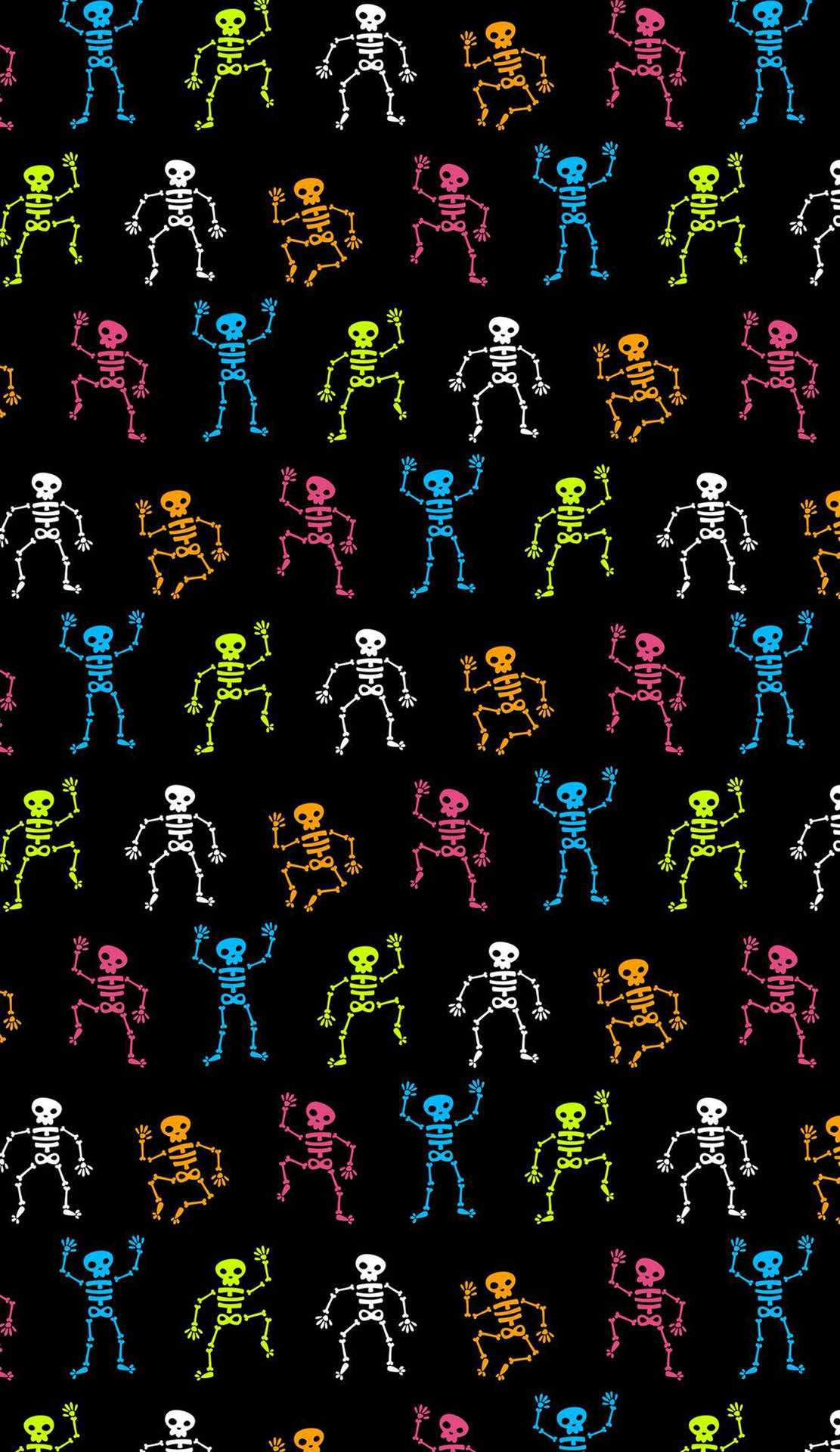 Färggladatecknade Skelett. Wallpaper