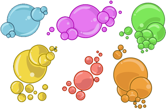 Colorful Cartoon Soap Bubbles PNG