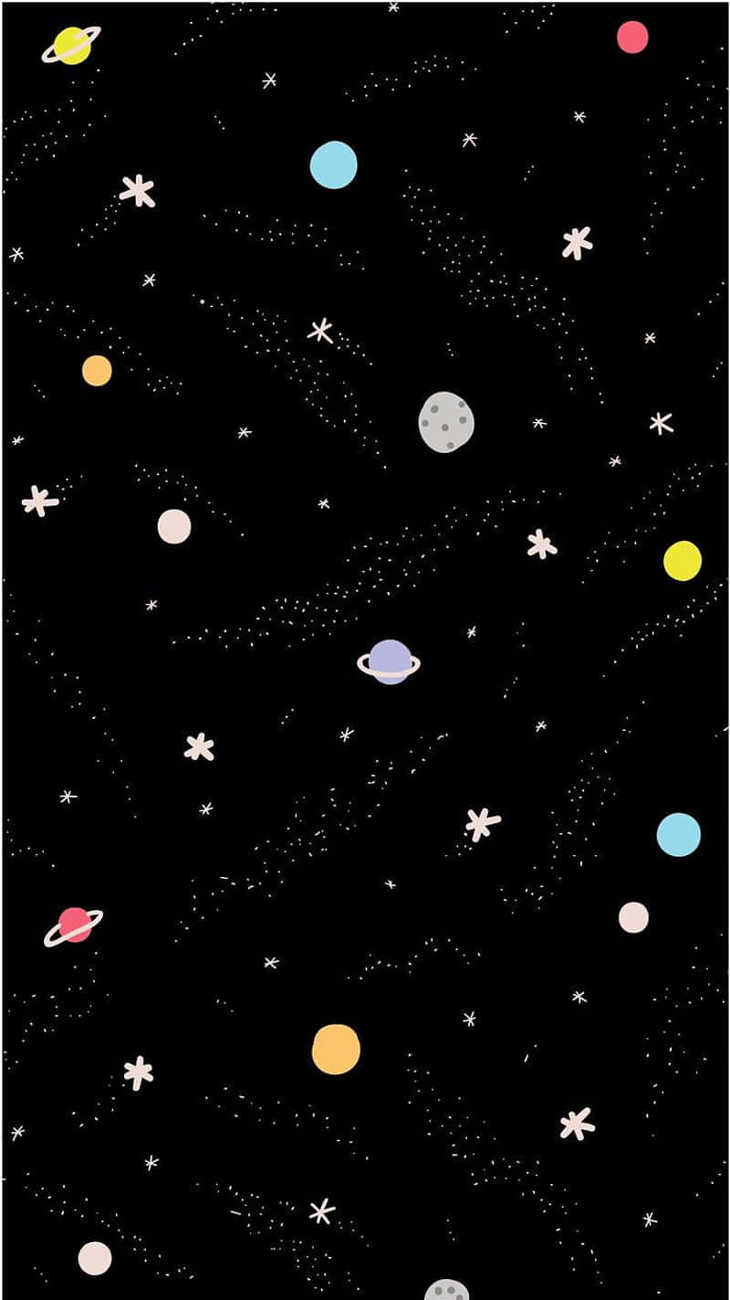 Colorful Cartoon Space Pattern Wallpaper