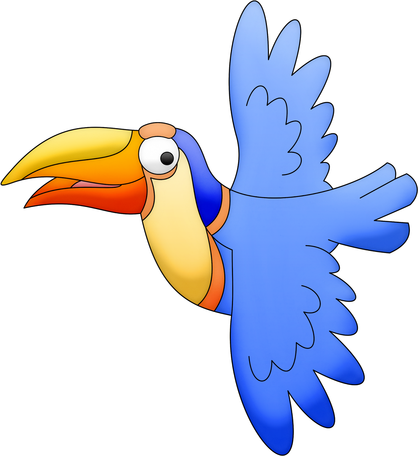 Colorful Cartoon Toucanin Flight PNG