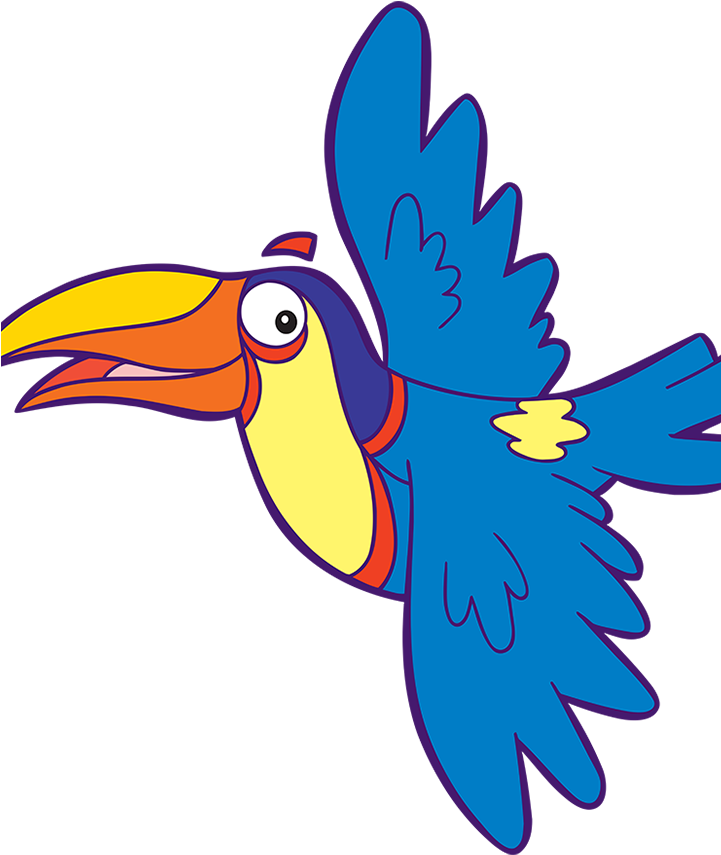 Colorful Cartoon Toucanin Flight PNG