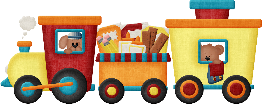 Colorful Cartoon Trainwith Animalsand Books PNG