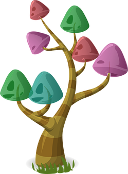 Colorful Cartoon Tree Illustration PNG